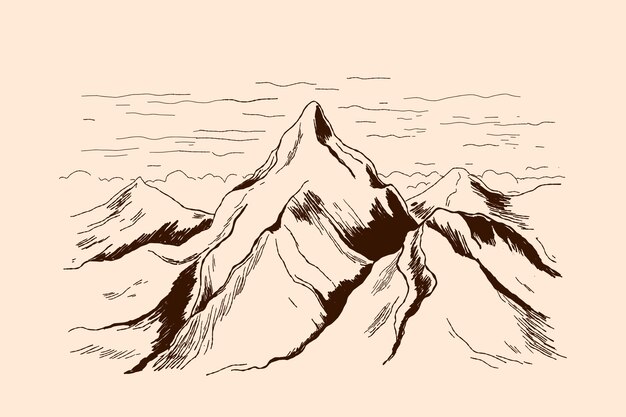 Нарисованная рукой иллюстрация контура горы