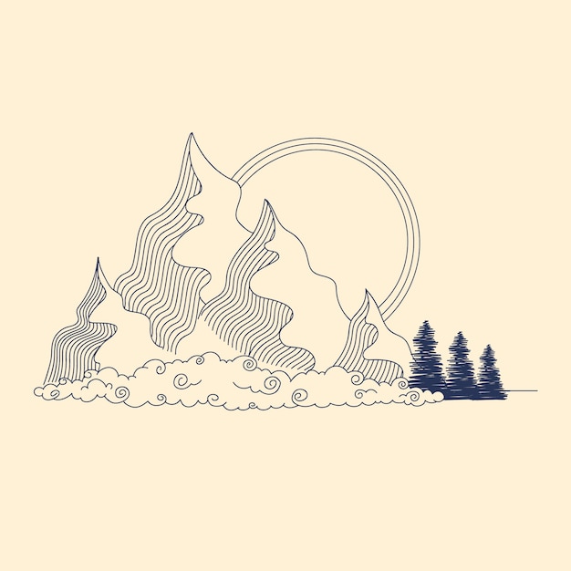 Free vector hand drawn mountain outline illustration