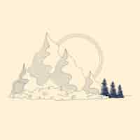 Free vector hand drawn mountain outline illustration