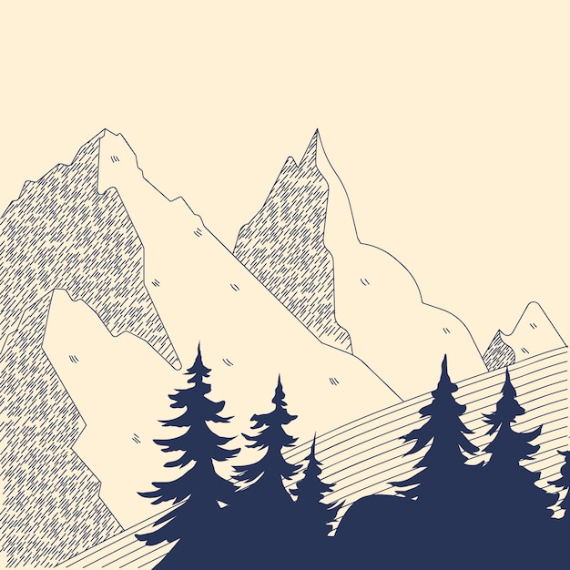 Free vector hand drawn mountain outline illustration