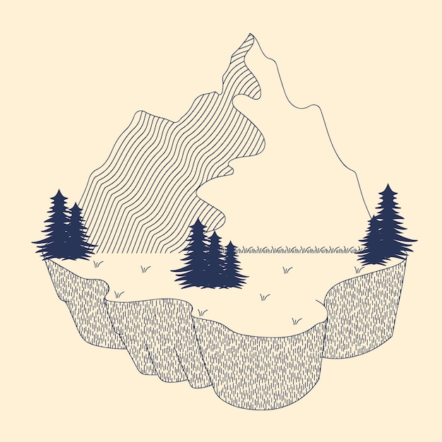 Hand drawn mountain outline illustration