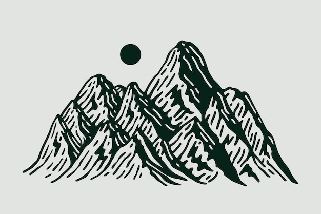 Free vector hand drawn mountain outline illustration