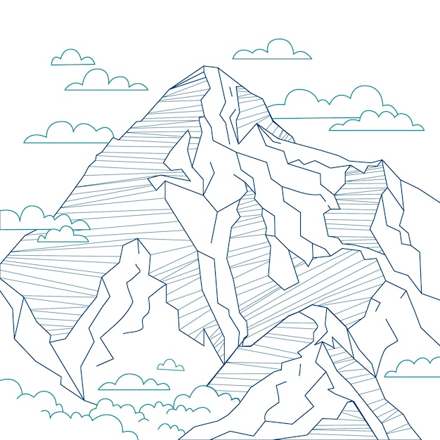 Free vector hand drawn mountain outline illustration