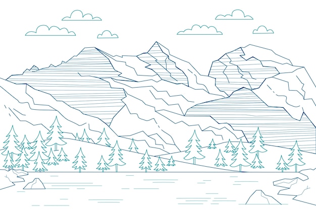 Free vector hand drawn mountain outline illustration