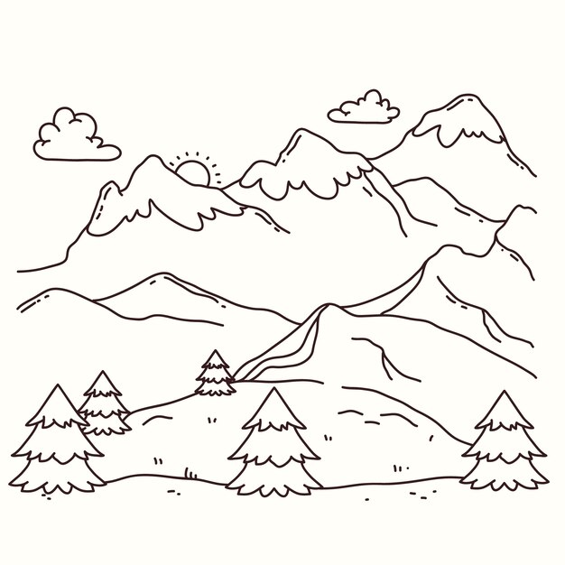 手描きの山の概要図