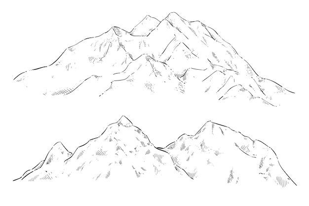 Free vector hand drawn mountain outline illustration