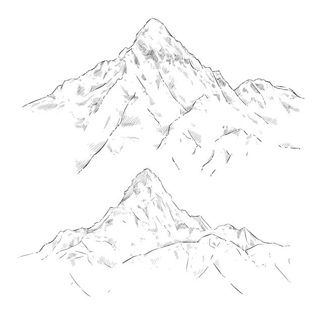 Free vector hand drawn mountain outline illustration