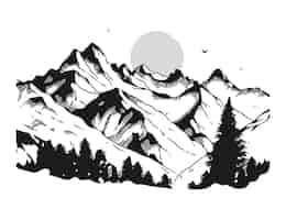 Free vector hand drawn mountain outline illustration