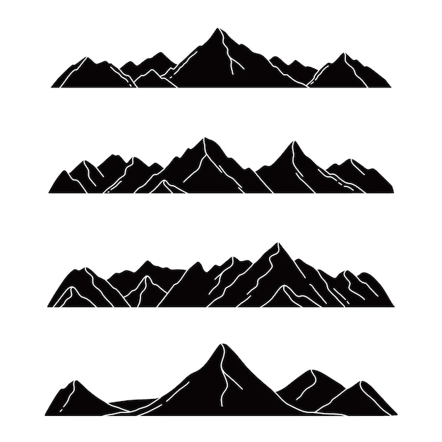 無料ベクター 手描きの山脈のシルエット