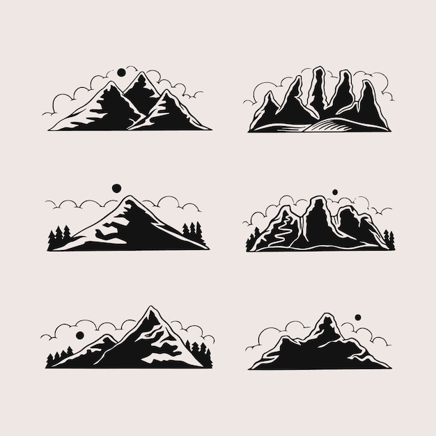 Free Vector hand drawn  mountain range silhouette