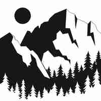 Free vector hand drawn  mountain silhouette