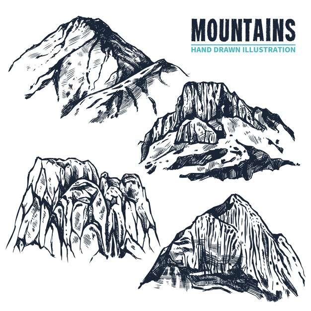 Hand Drawn Mountains Contours