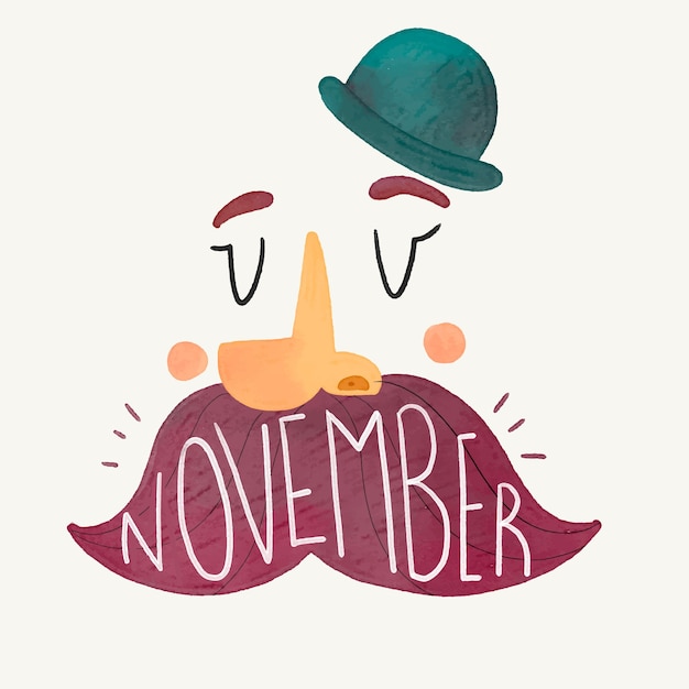 Hand drawn movember awareness background with lettering