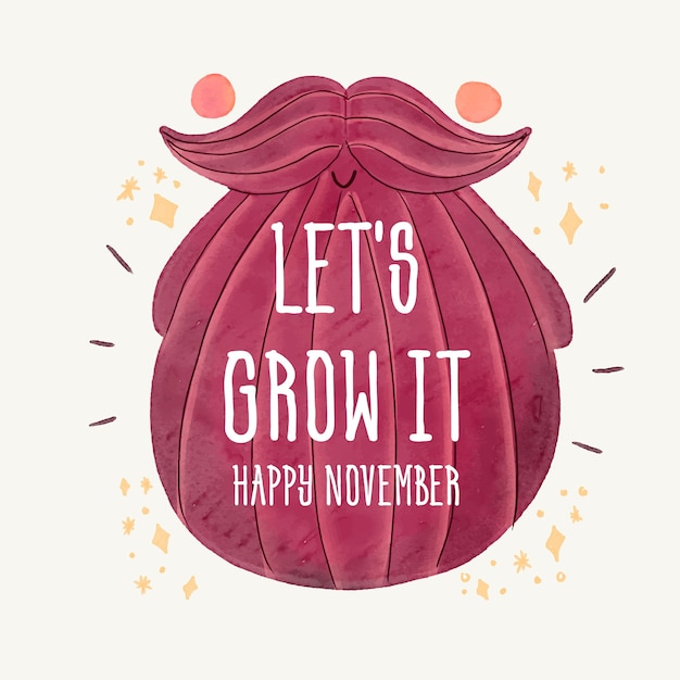 Fondo di consapevolezza movember disegnato a mano con lettering