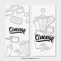Free vector hand drawn movie accessories banners