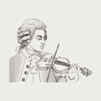 Vettore gratuito illustrazione disegnata a mano di mozart