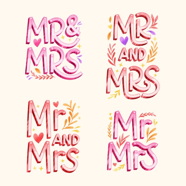 Mr e mrs lettering design disegnato a mano