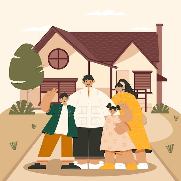 Free vector hand drawn multigenerational home illustration