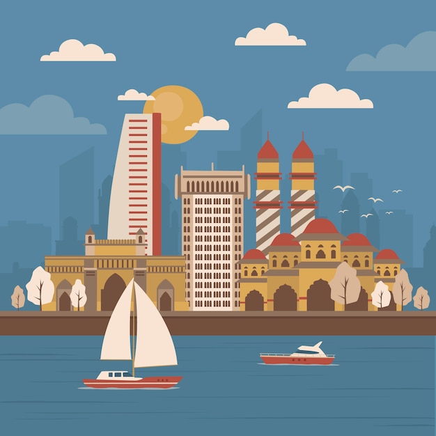 Free vector hand drawn mumbai illustration