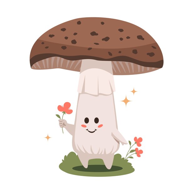 Hand drawn mushroom cartoon illustration