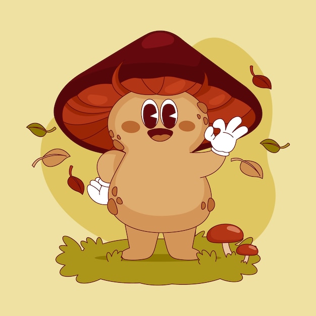 Free Vector hand drawn mushroom cartoon illustration
