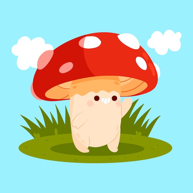 Free vector hand drawn mushroom cartoon illustration