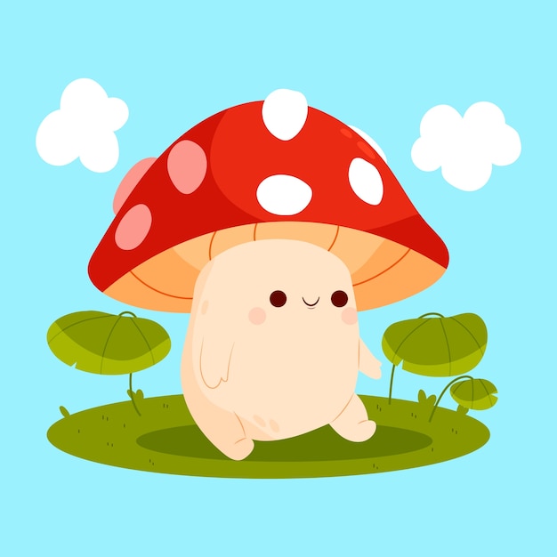 Free vector hand drawn mushroom cartoon illustration