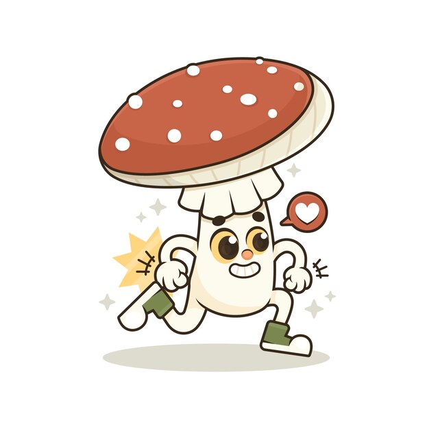 Нарисованная рукой иллюстрация шаржа гриба