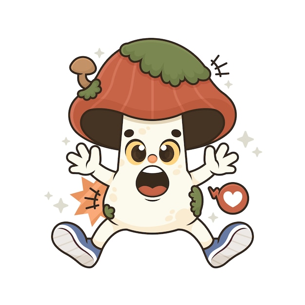 Free Vector hand drawn mushroom  cartoon illustration
