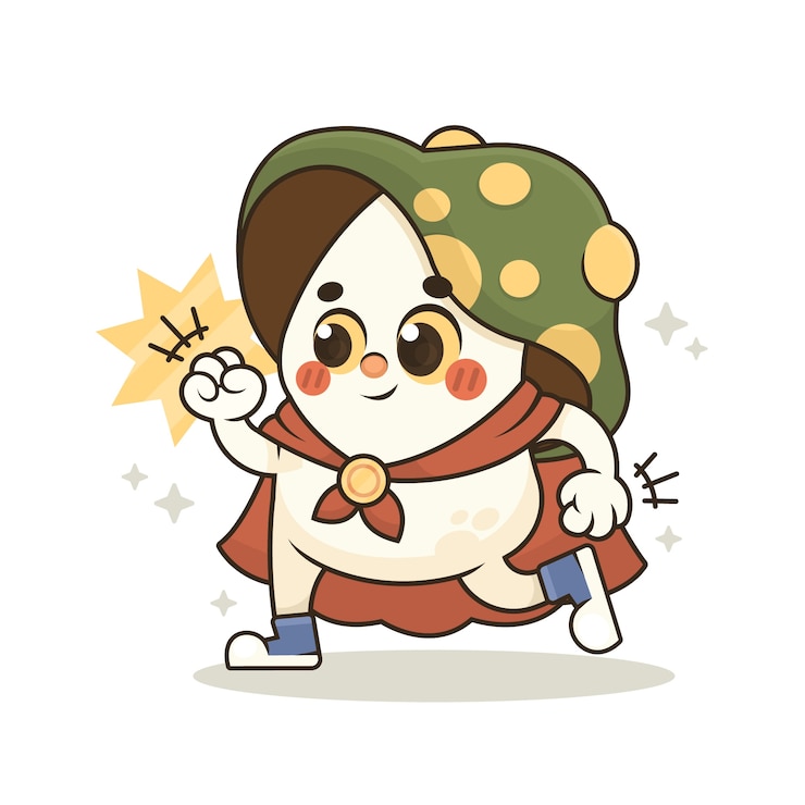 무료 Vector 손으로 그린 버섯 만화 그림