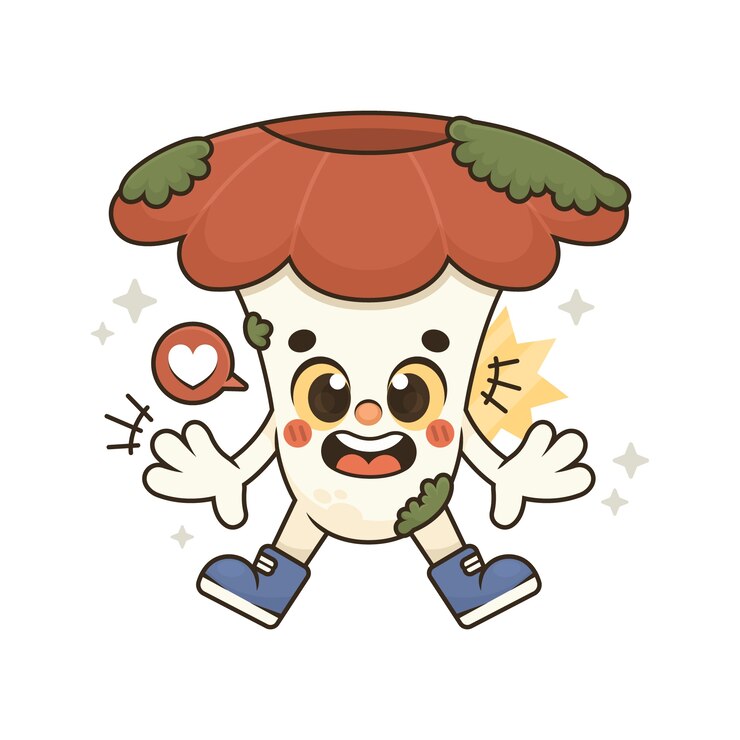 무료 Vector 손으로 그린 버섯 만화 그림