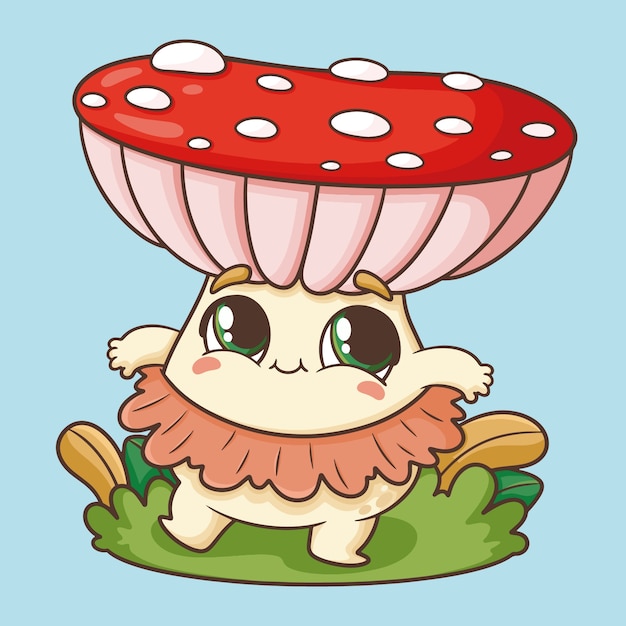 Vettore gratuito illustrazione di cartoni animati di funghi disegnati a mano