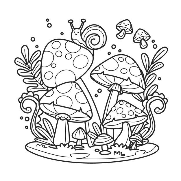 Иллюстрация гриба, нарисованная вручную