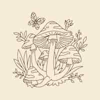 Free vector hand drawn mushroom  illustration