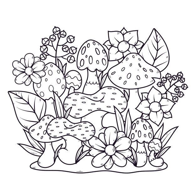 Hand drawn mushroom illustration