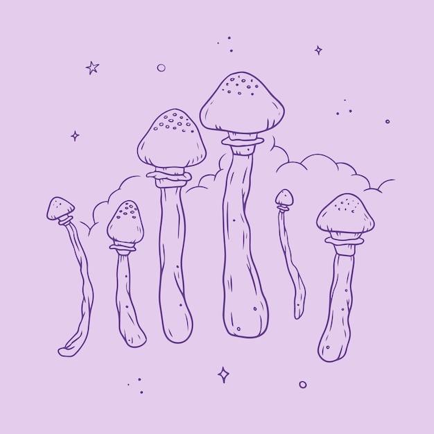 Free vector hand drawn mushroom outline illustration