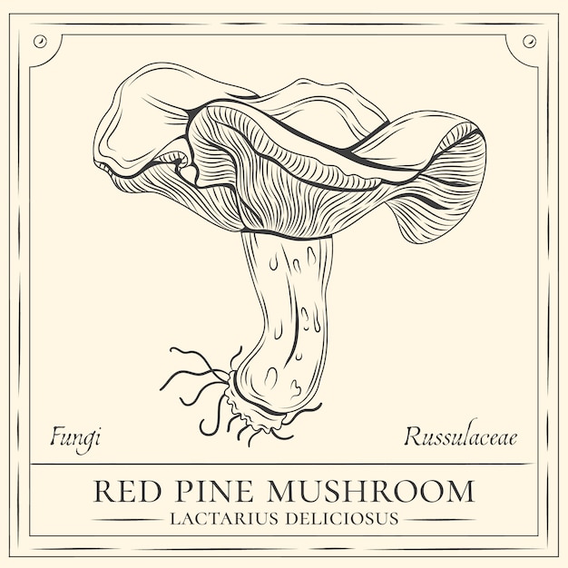 Hand drawn mushroom outline illustration