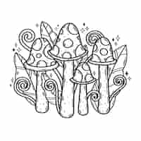 Free vector hand drawn mushroom outline illustration