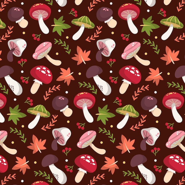 Free vector hand drawn mushroom pattern