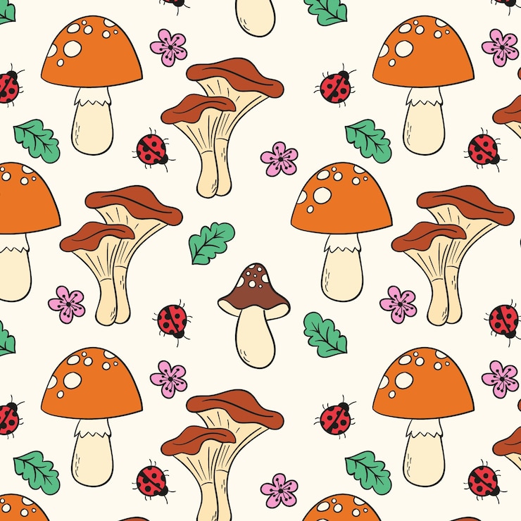Free Vector hand drawn mushroom pattern