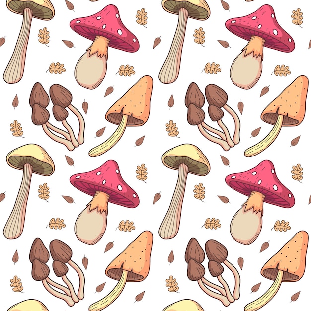 Hand drawn mushroom pattern