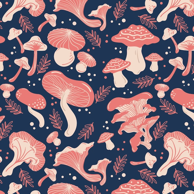 Free vector hand drawn mushroom pattern