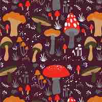Free vector hand drawn mushroom pattern