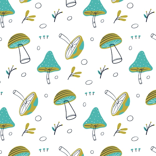 Hand drawn mushroom pattern