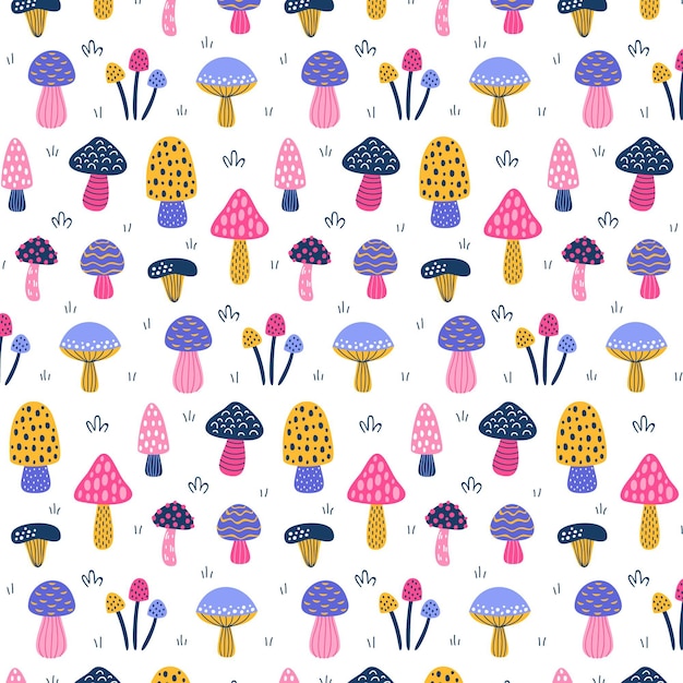 Free vector hand drawn mushroom pattern