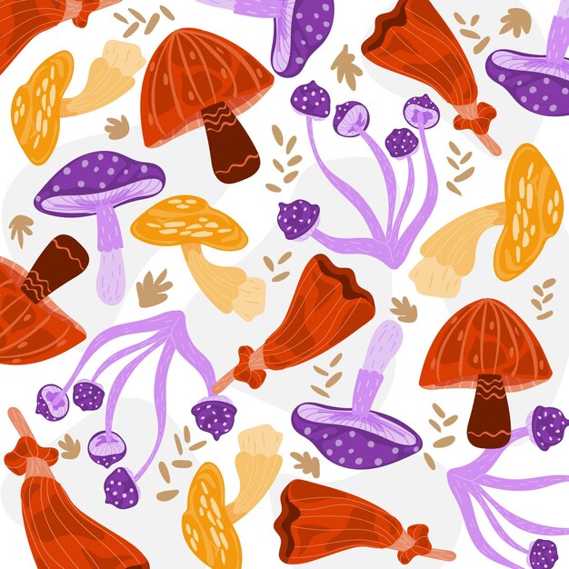 Hand drawn mushroom pattern