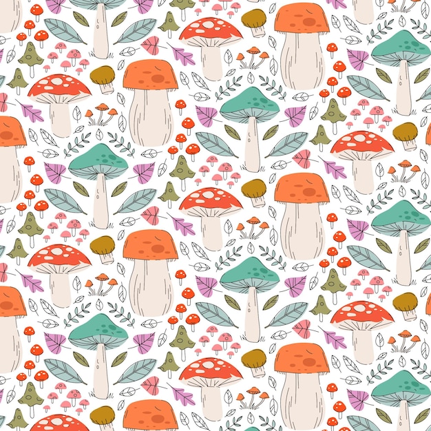 Free vector hand drawn mushroom pattern