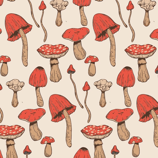 Hand drawn mushroom pattern