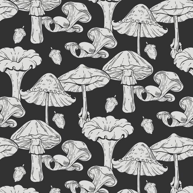 Hand drawn mushroom pattern