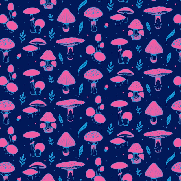 Hand drawn mushroom pattern